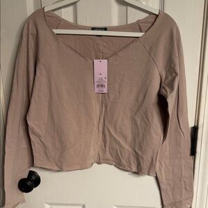 Target 3 Tops Women's Off-White and TanLong Sleeve Tee.